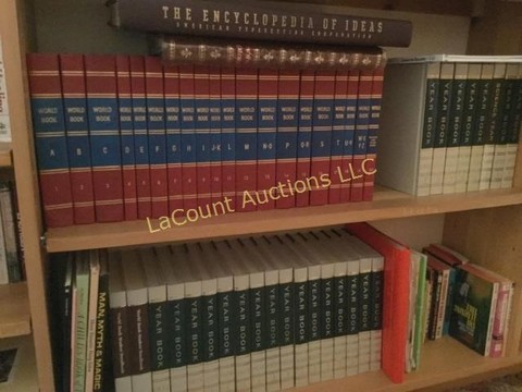 50 Miscellaneous 2 shelves encyclopedia type books.