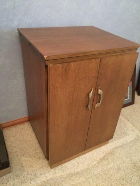 2 Miscellaneous Singer sewing machine cabinet.