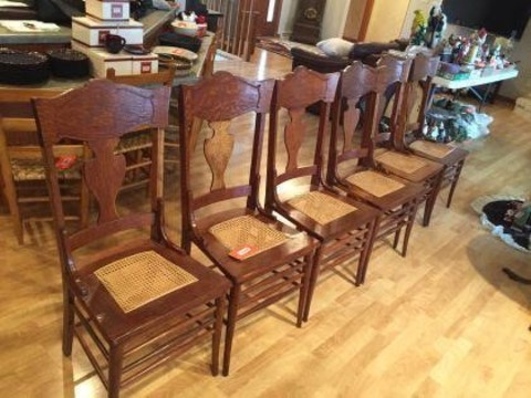 45 Miscellaneous Set of 6 chairs with caned seats.