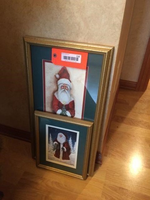 116 Miscellaneous 2 small Santa framed decorator pictures.