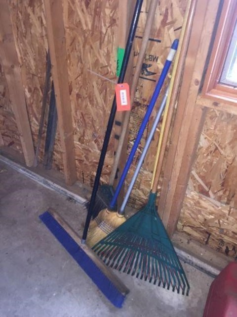 193 Miscellaneous Brooms & rake.