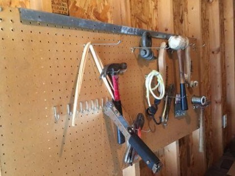 218 Miscellaneous Assorted tools on pegboard tools only NOT.