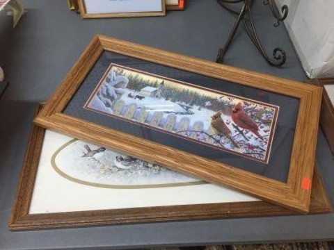 8 Miscellaneous Framed decorator bird pictures.