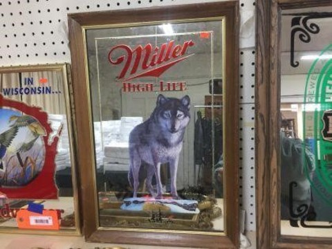 91 Miscellaneous Miller High Life Timber Wolf mirror 15x23.
