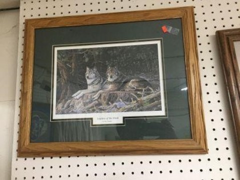 102 Miscellaneous Framed wolf decorator picture 20x16.