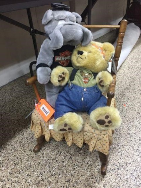 120 Miscellaneous Small youth rocking chair & stuffed animals.