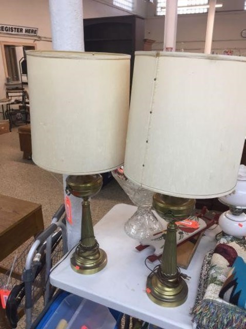 275 Miscellaneous Pair of lamps with shades 35 inches tall.